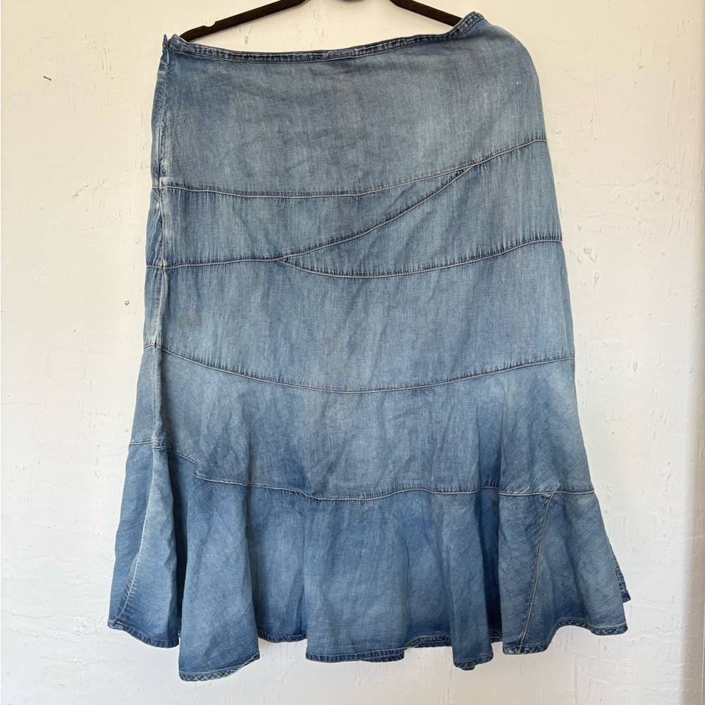 VTG Y2K chambray tiered midi skirt